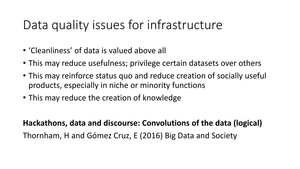 data quality issues for infrastructure
