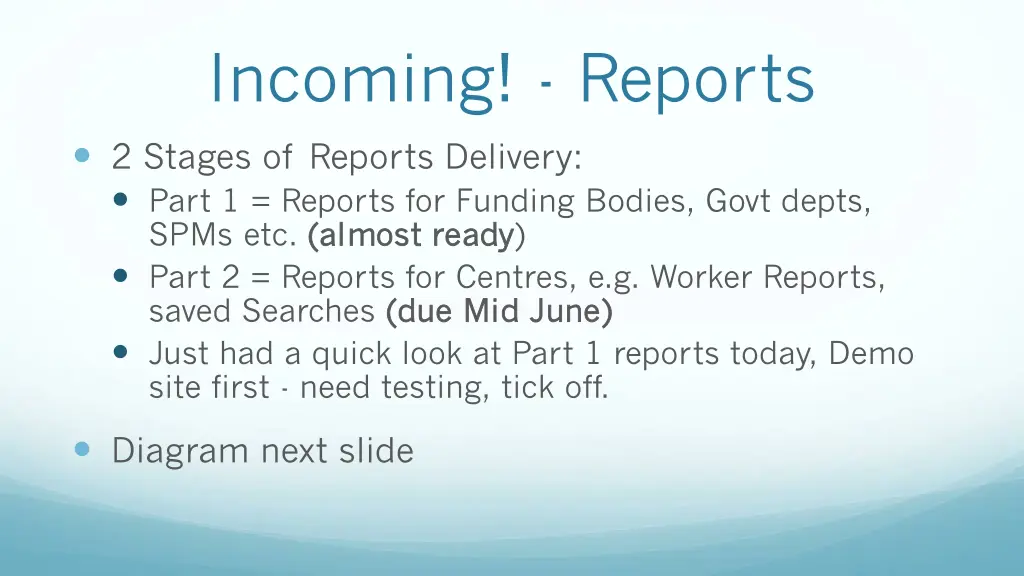 incoming reports