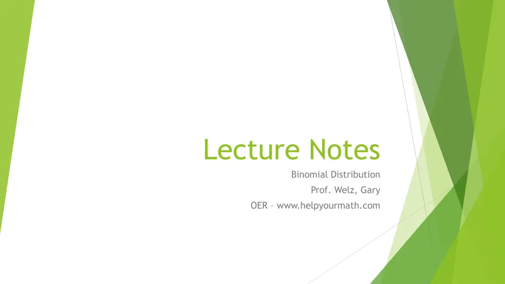 lecture notes binomial distribution