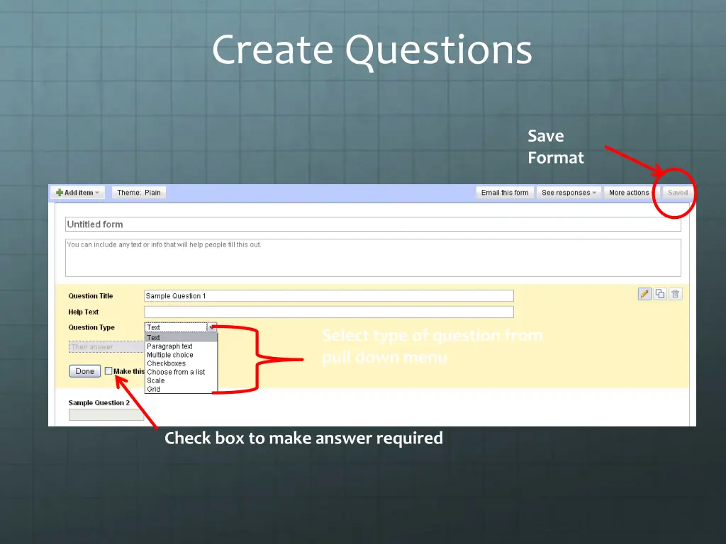 create questions