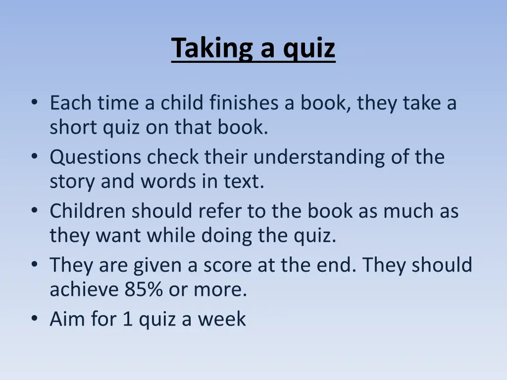 taking a quiz