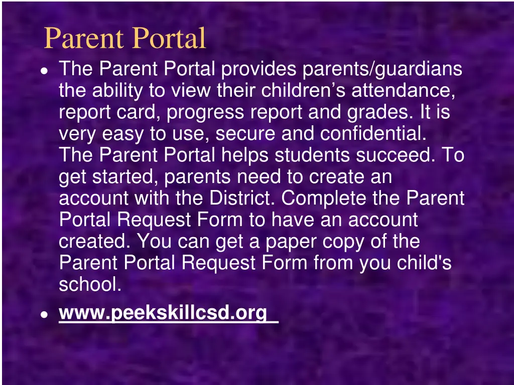 parent portal the parent portal provides parents