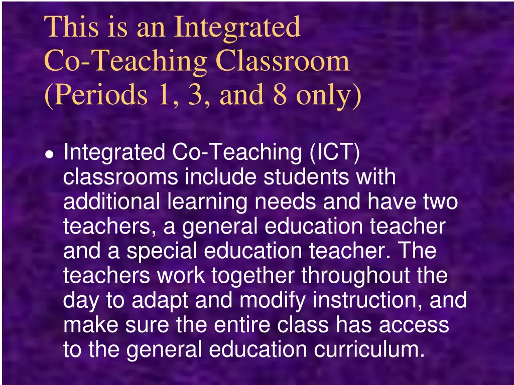 this is an integrated co teaching classroom