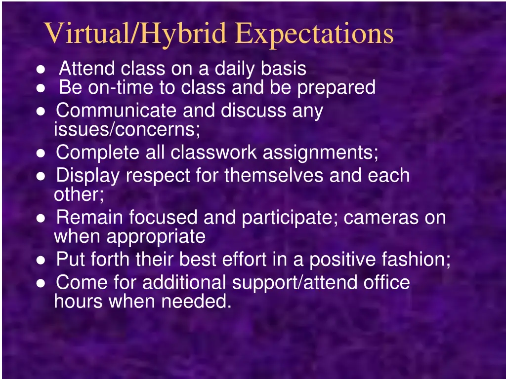 virtual hybrid expectations attend class