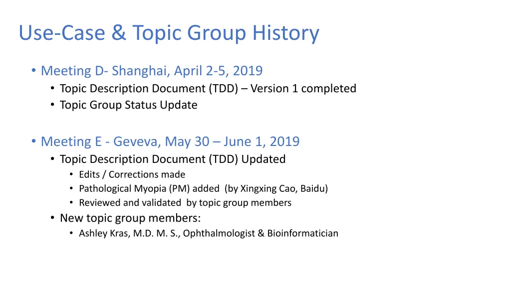 use case topic group history 1