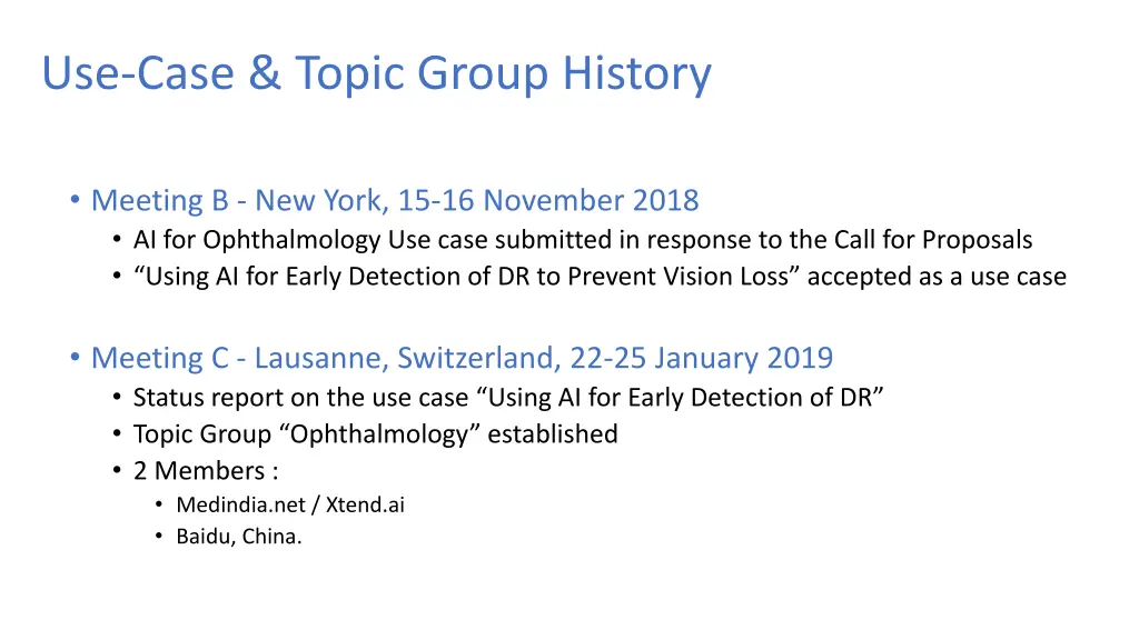 use case topic group history