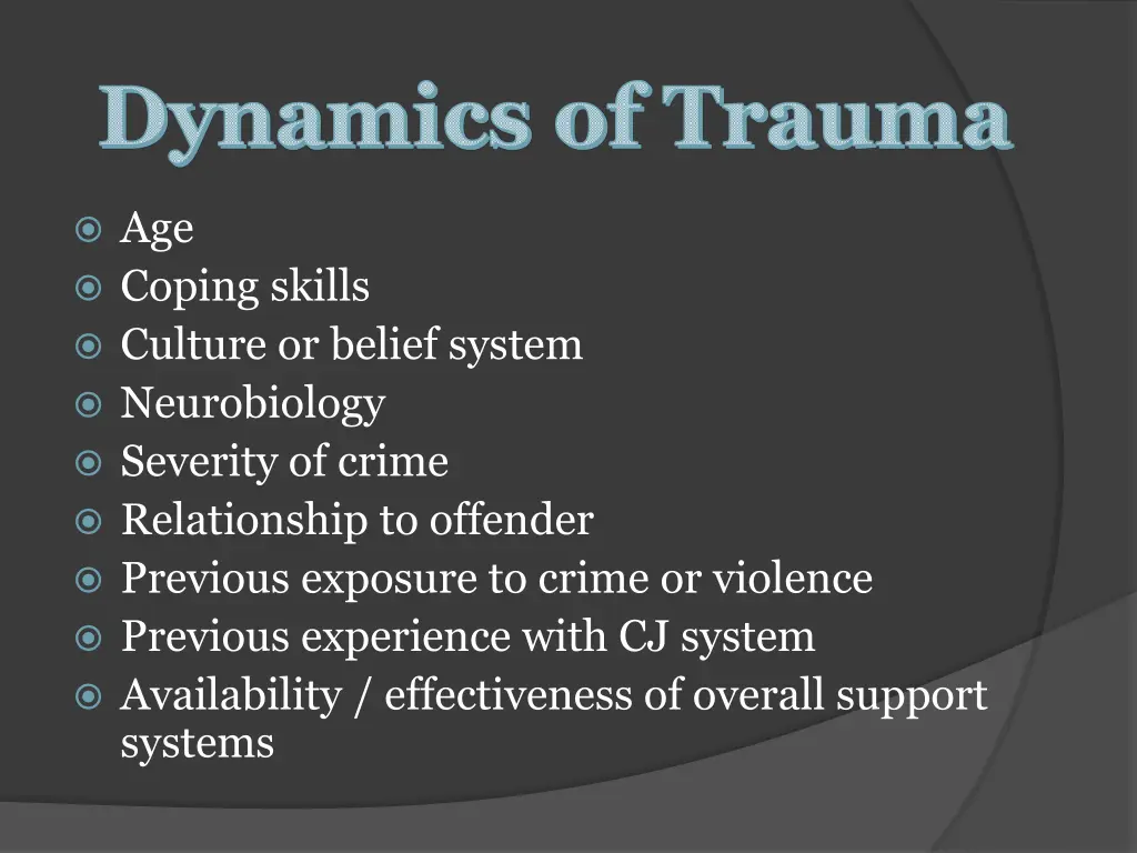 dynamics of trauma