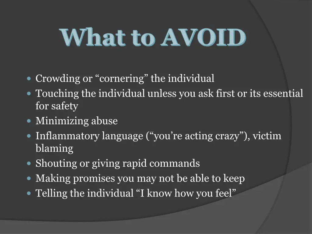what to avoid