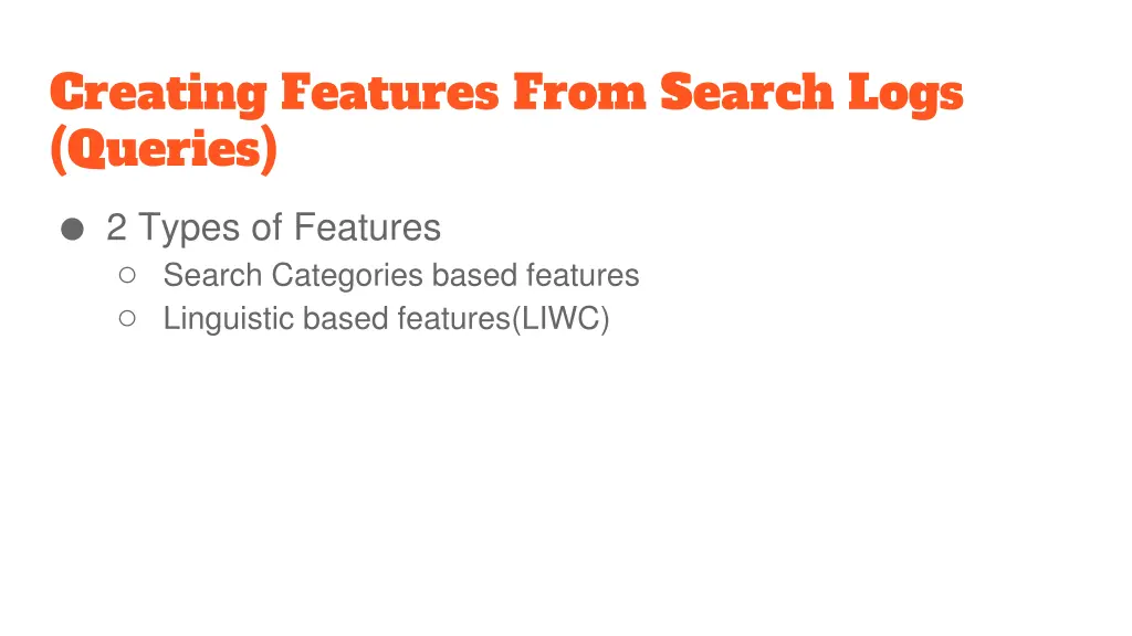 creating features from search logs queries