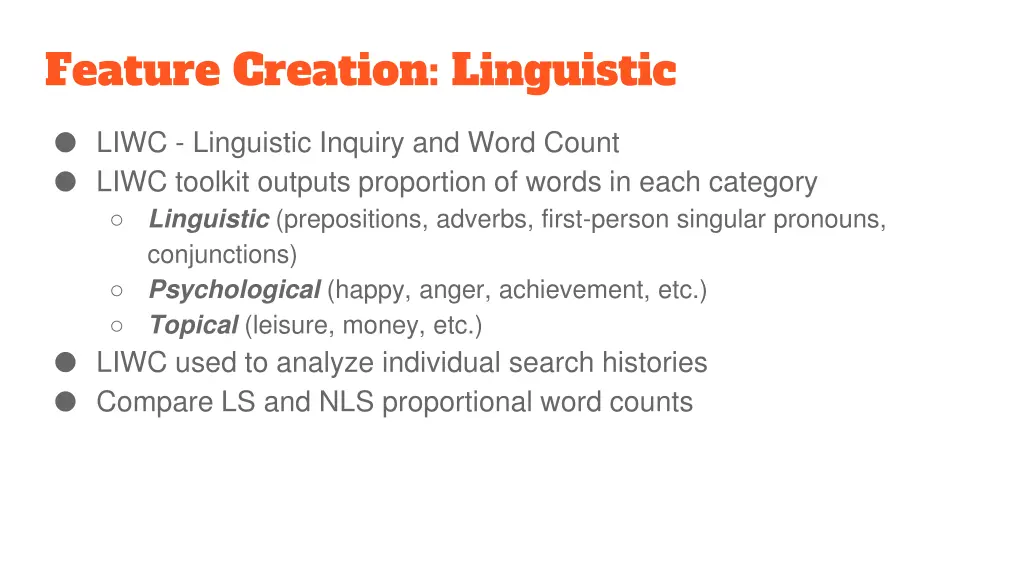 feature creation linguistic