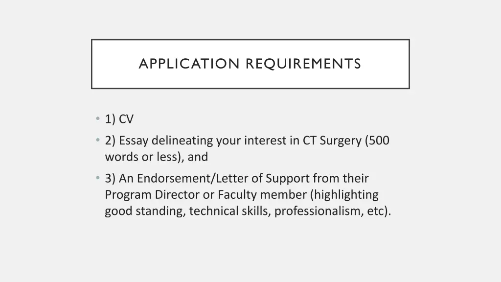 application requirements