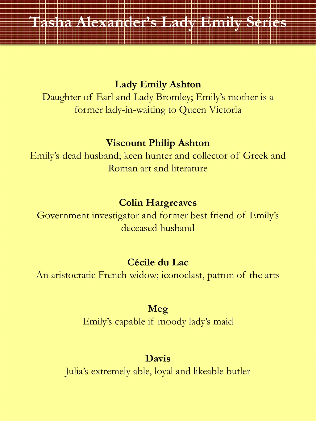 tasha alexander s lady emily series