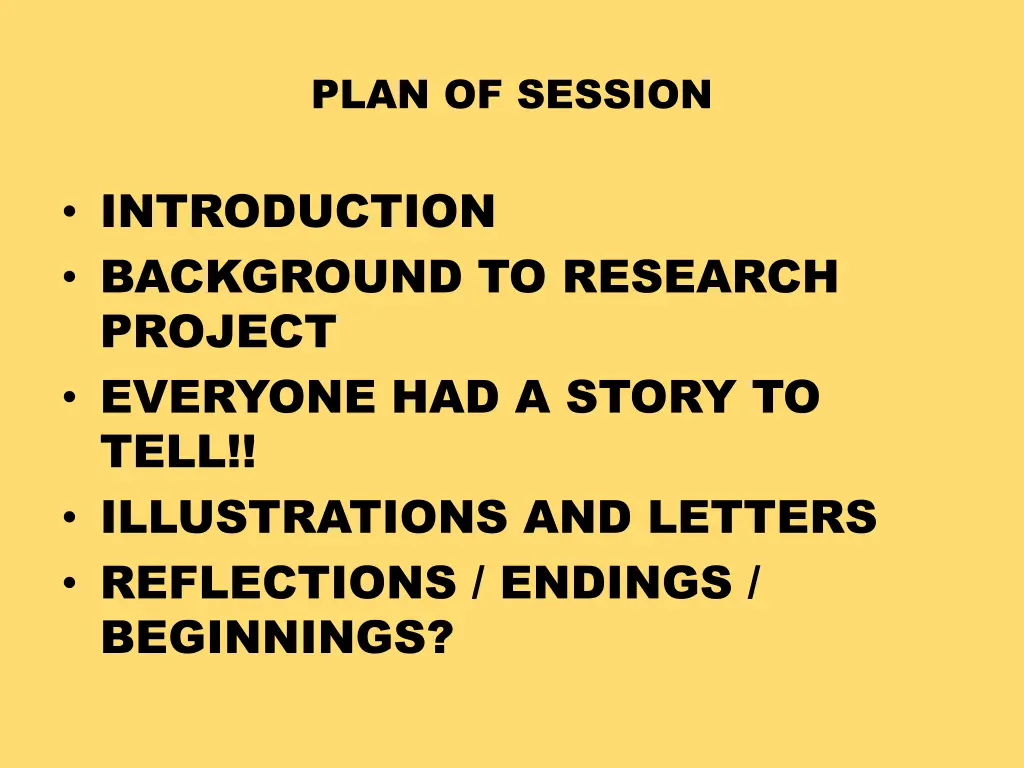 plan of session