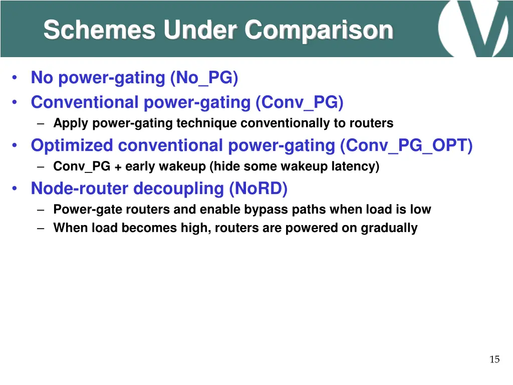 schemes under comparison