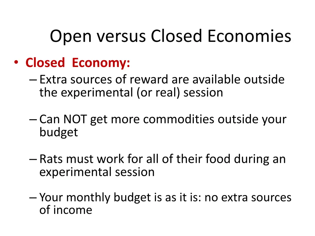 open versus closed economies 1