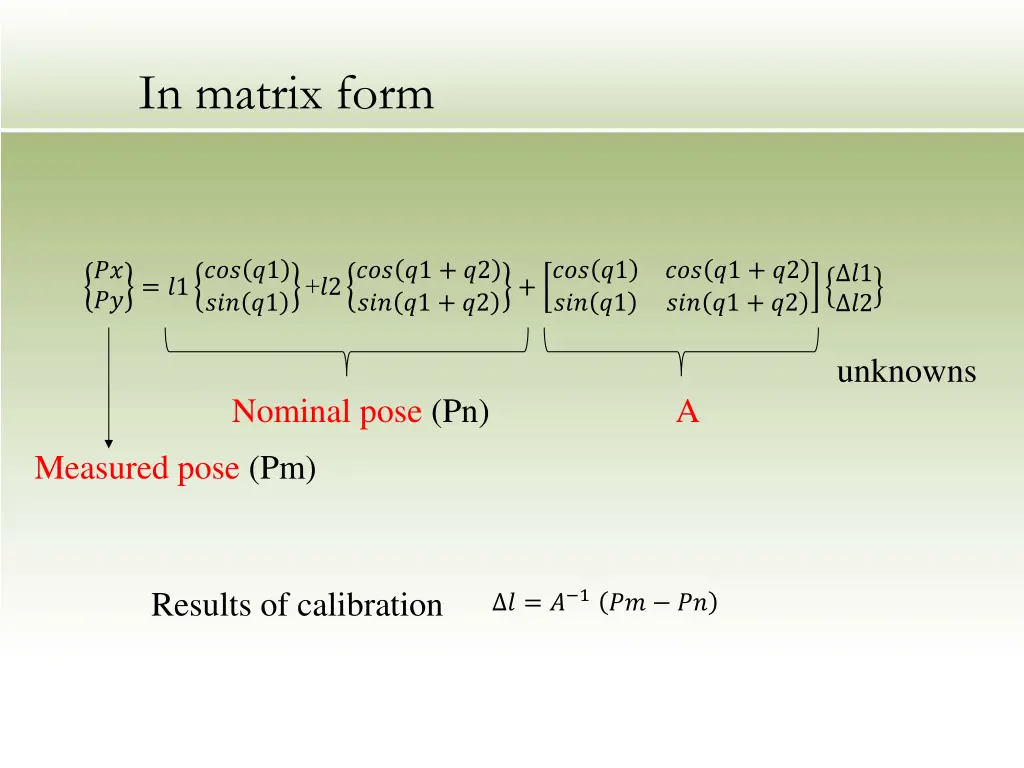 in matrix form