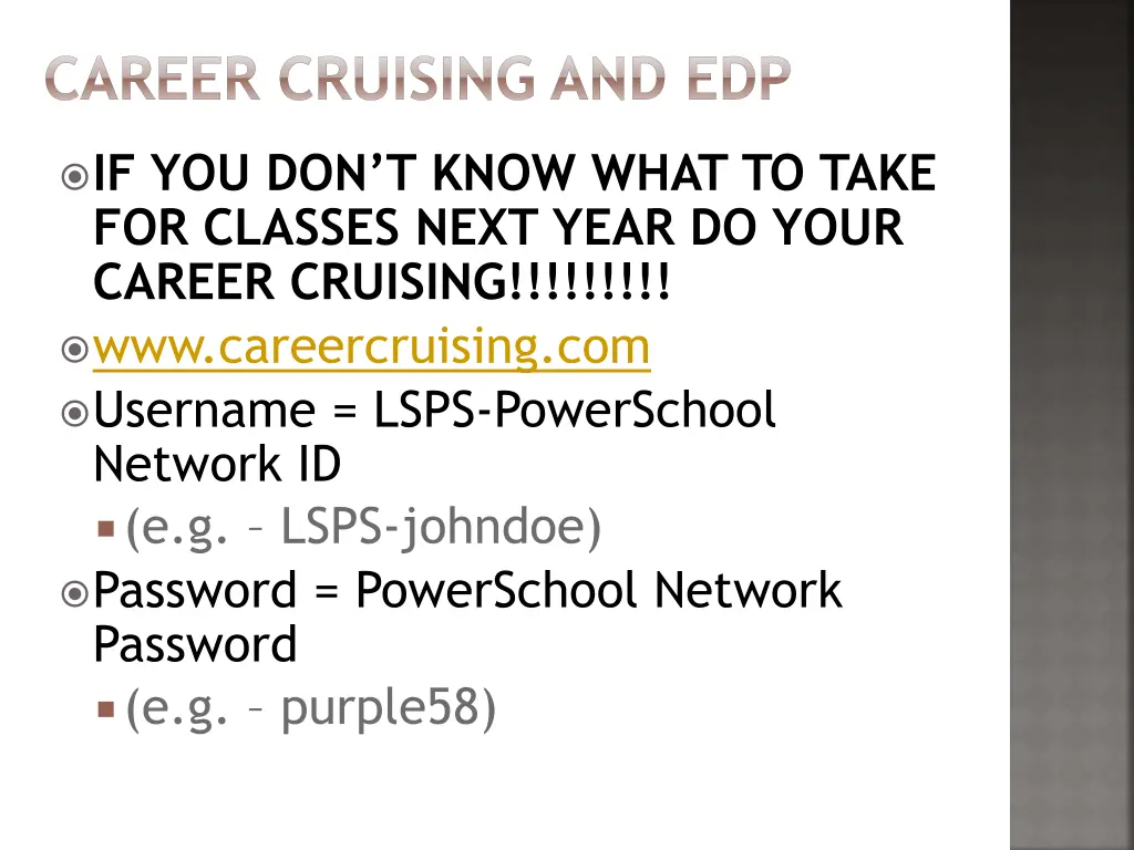 career cruising and edp