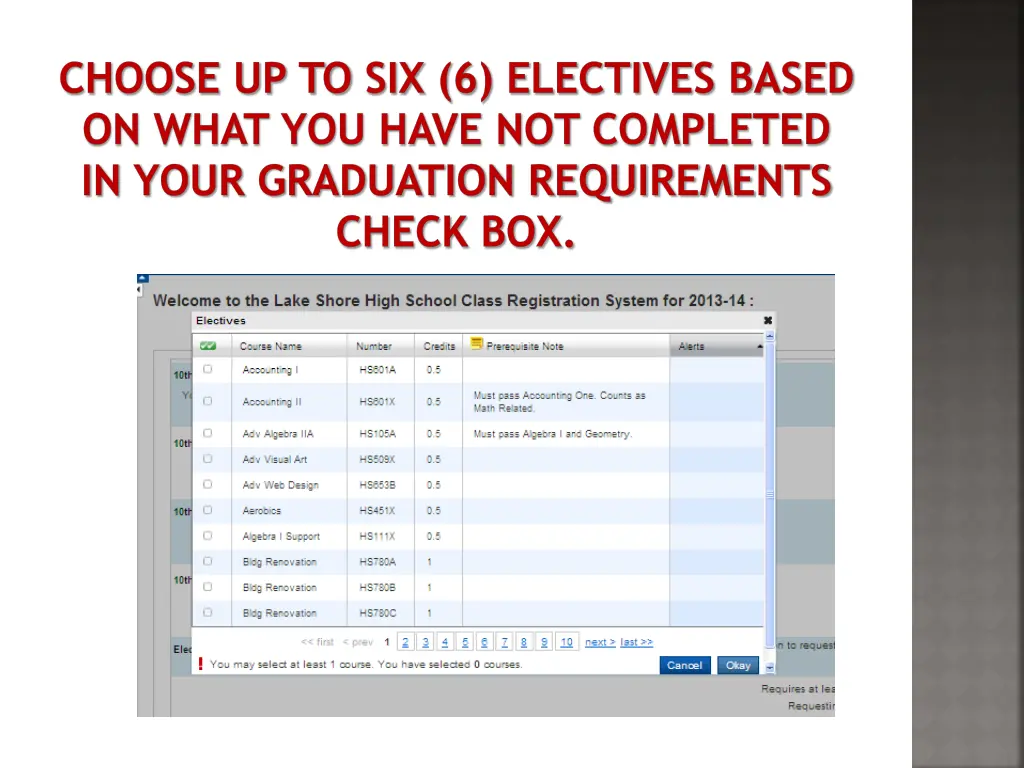 choose up to six 6 electives based on what