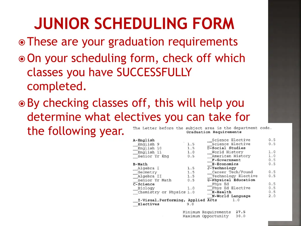 junior scheduling form these are your graduation
