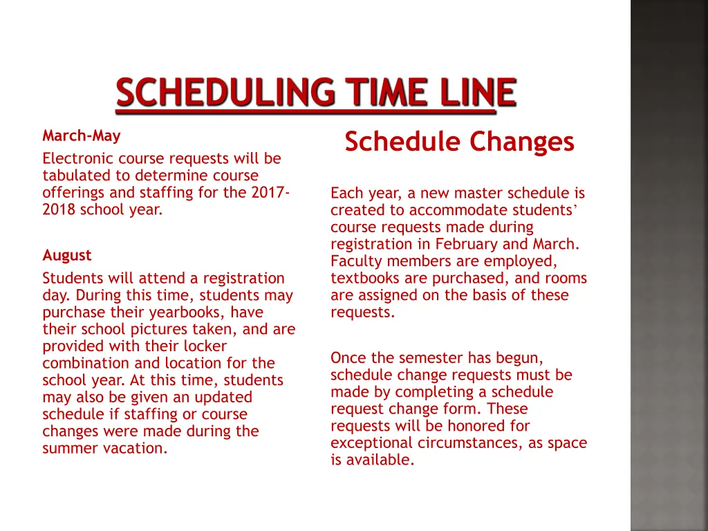 scheduling time line 1