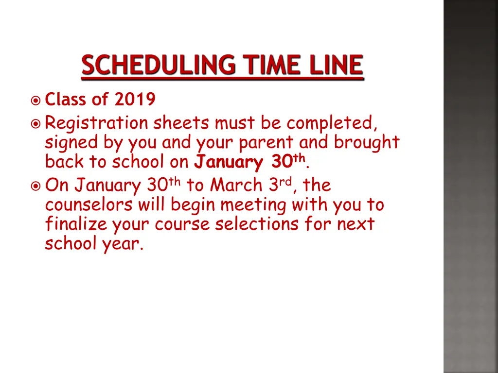 scheduling time line