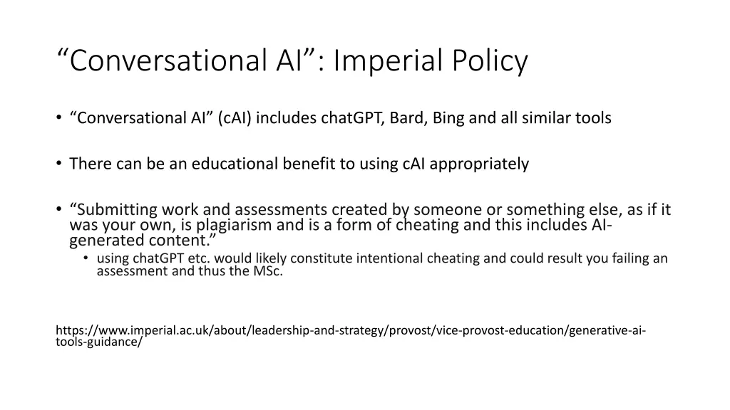 conversational ai imperial policy