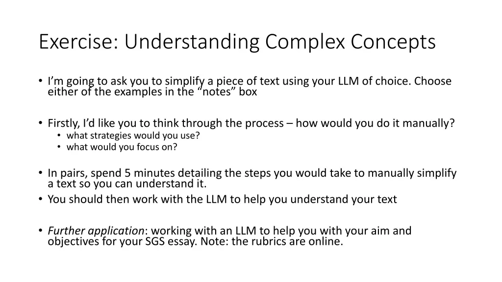 exercise understanding complex concepts