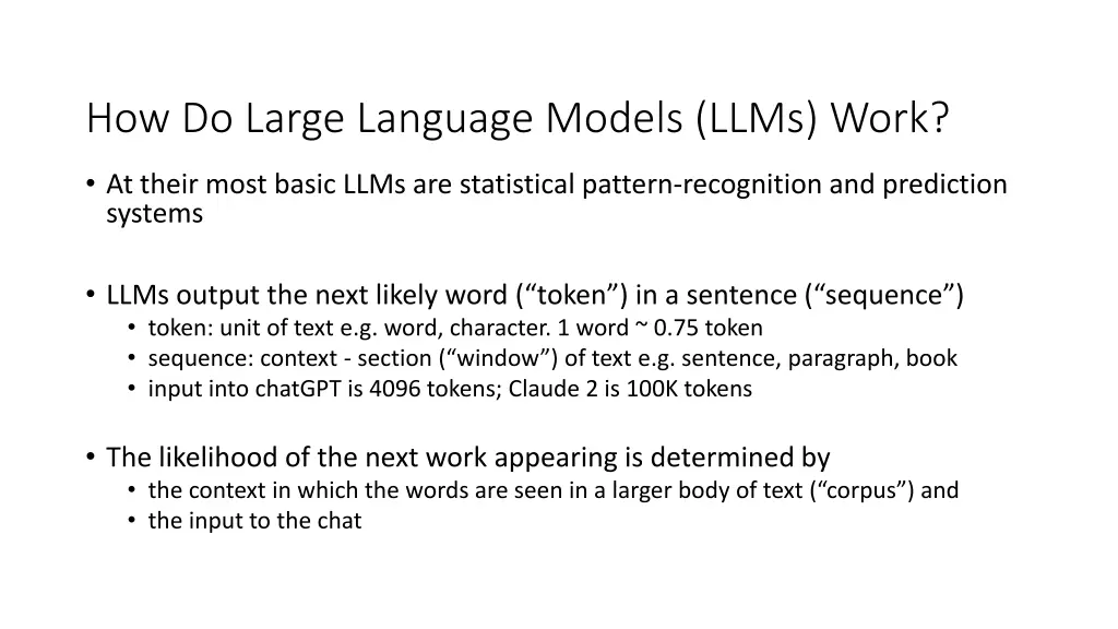 how do large language models llms work