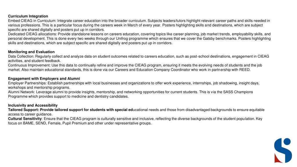 curriculum integration embed cieag in curriculum
