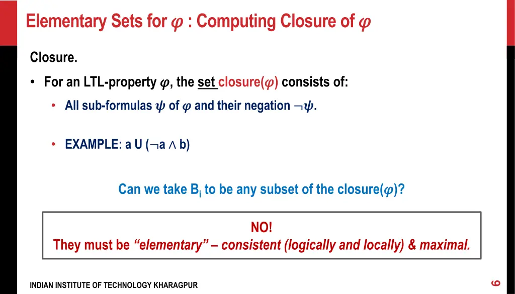 elementary sets for computing closure of