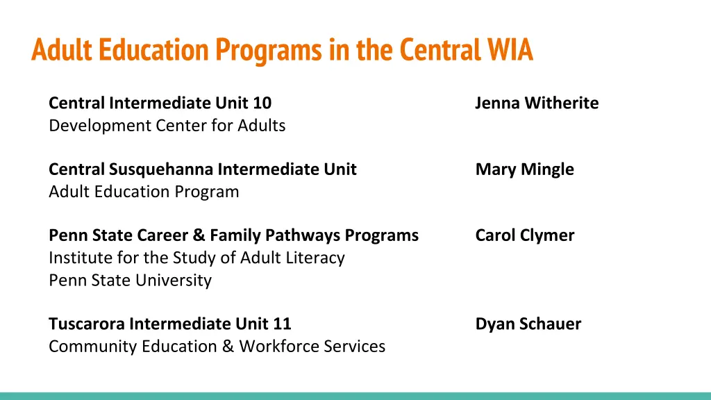 adult education programs in the central wia