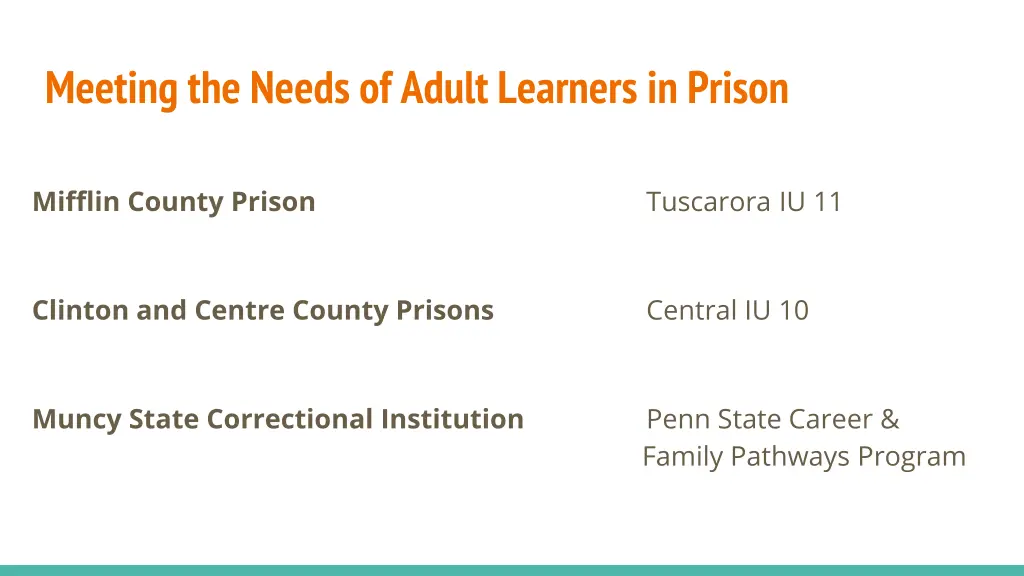 meeting the needs of adult learners in prison