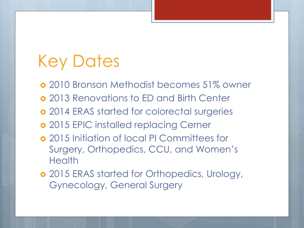 key dates