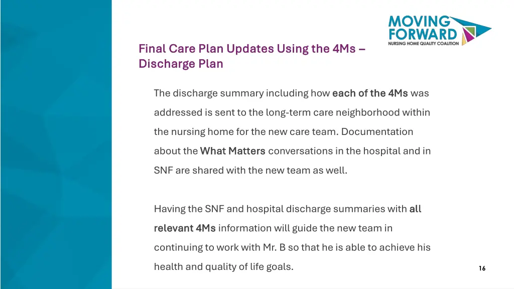 final care plan updates using the 4ms final care 1