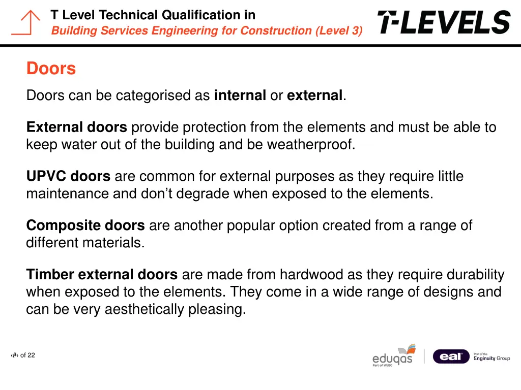 t level technical qualification in building 21