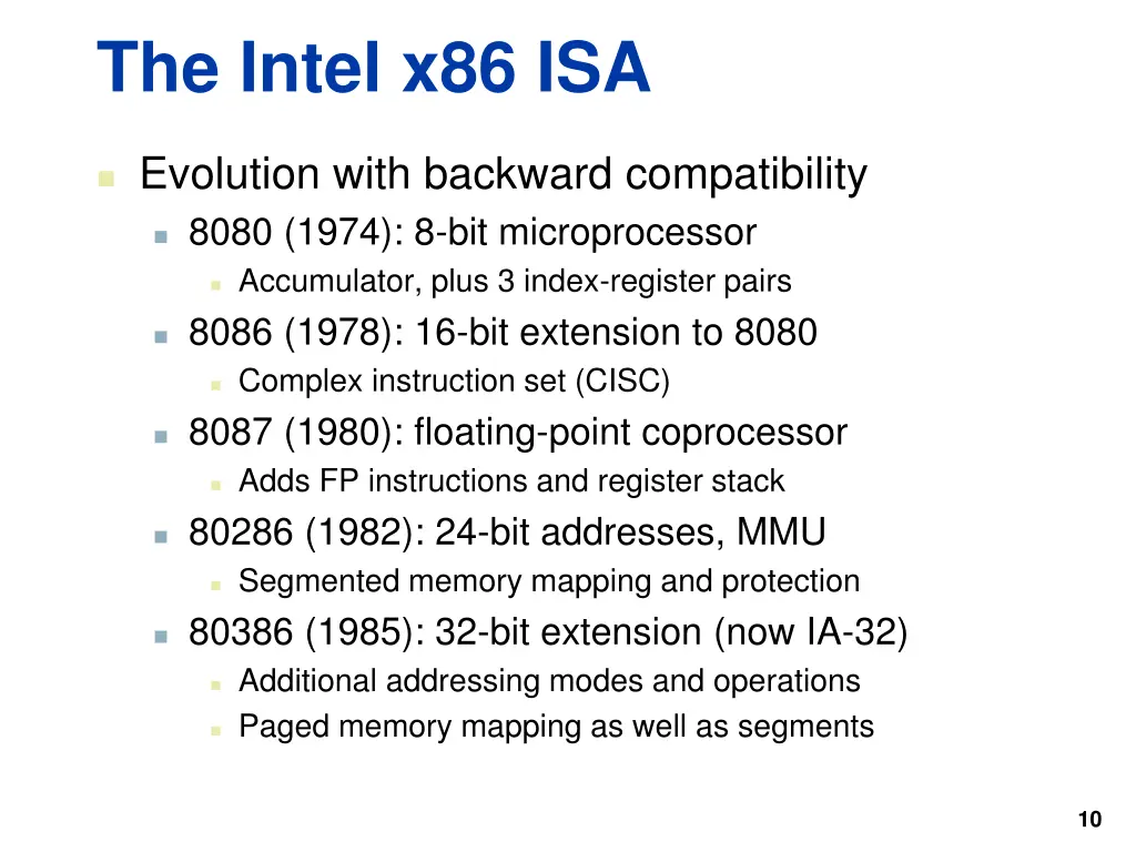the intel x86 isa