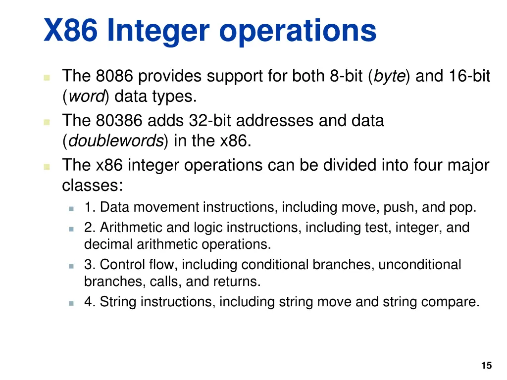 x86 integer operations