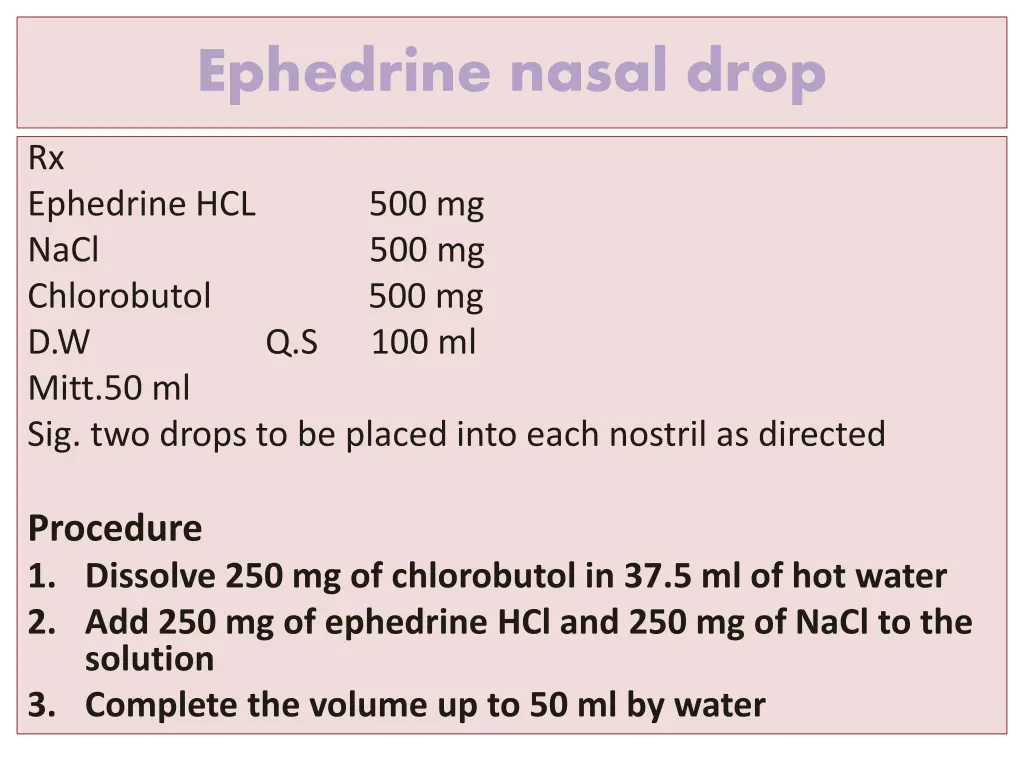 ephedrine nasal drop