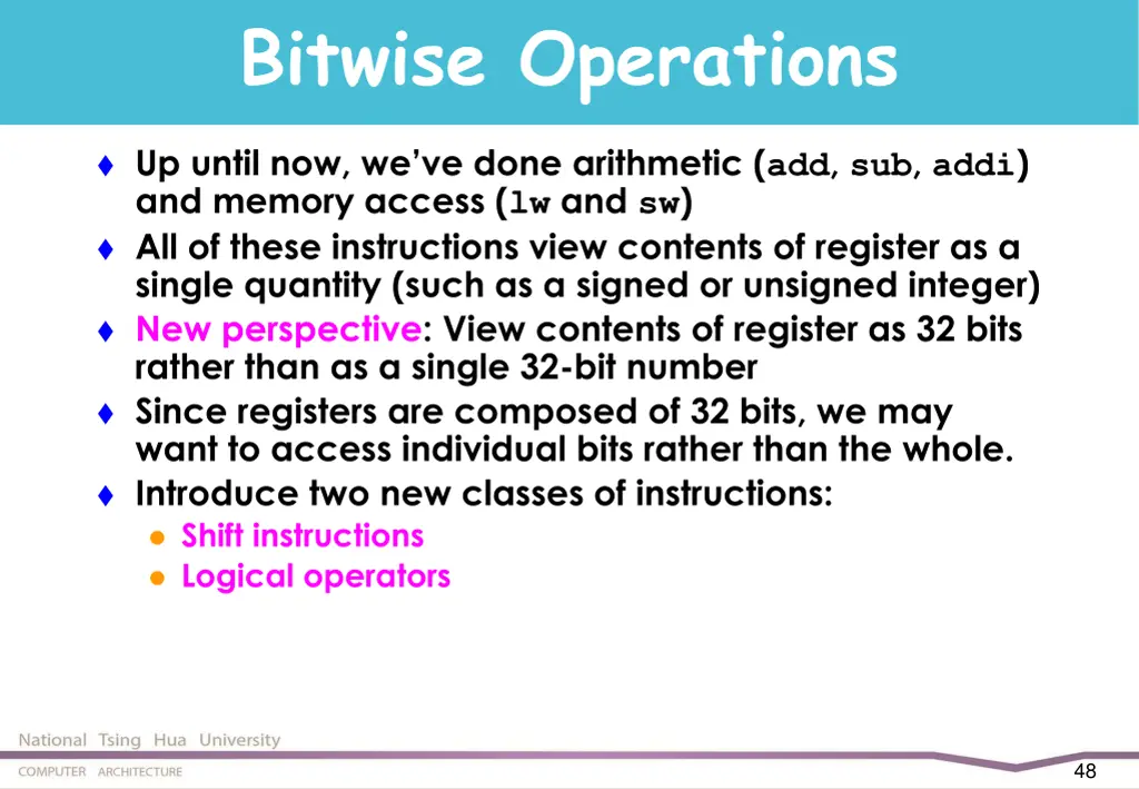 bitwise operations
