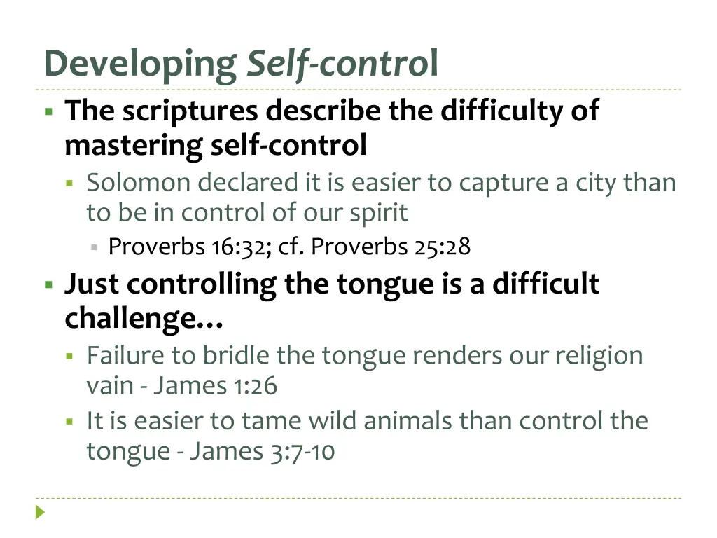 developing self contro l the scriptures describe