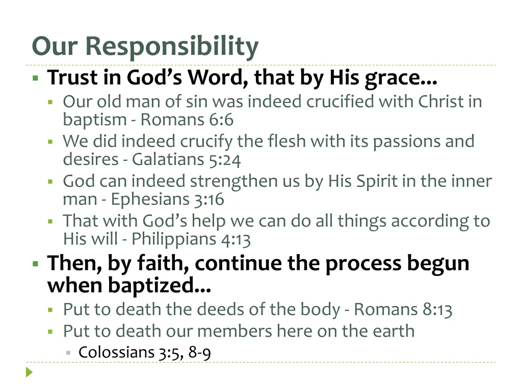 our responsibility trust in god s word that