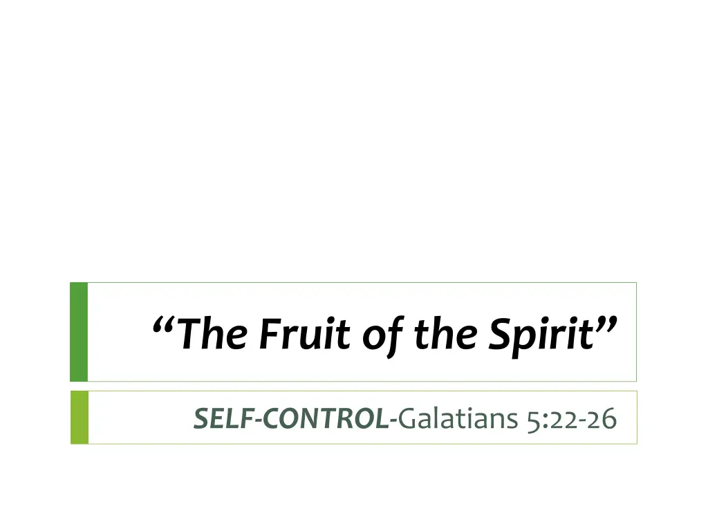 the fruit of the spirit