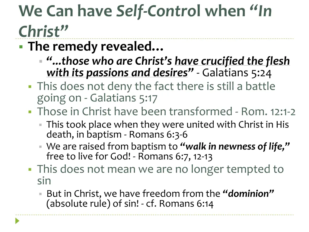 we can have self contro l when in christ