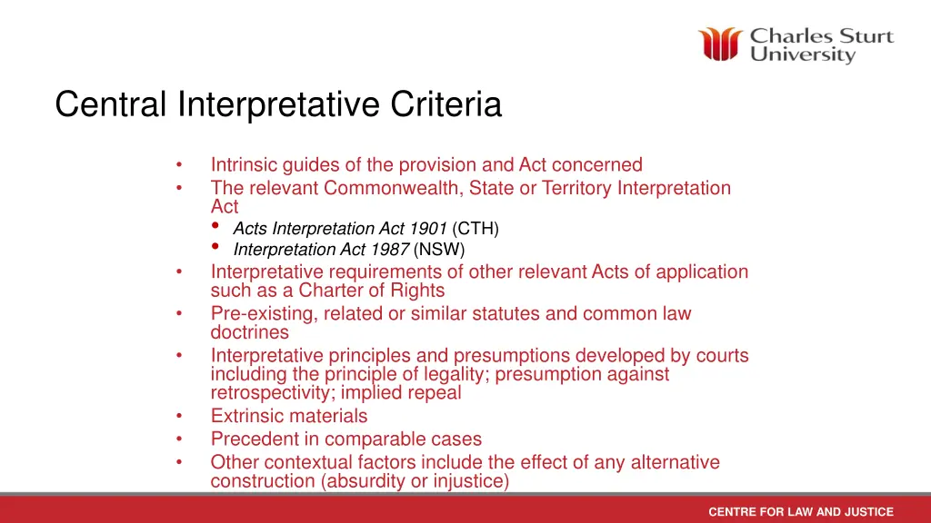 central interpretative criteria