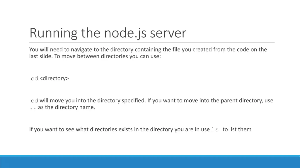 running the node js server