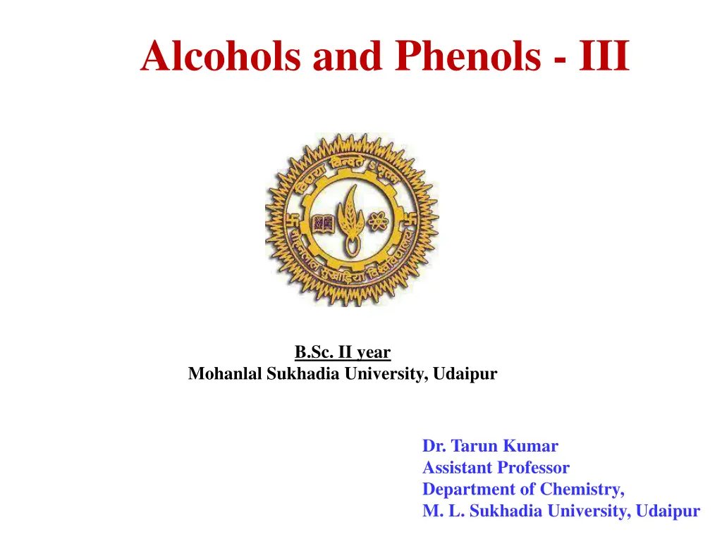 alcohols and phenols iii