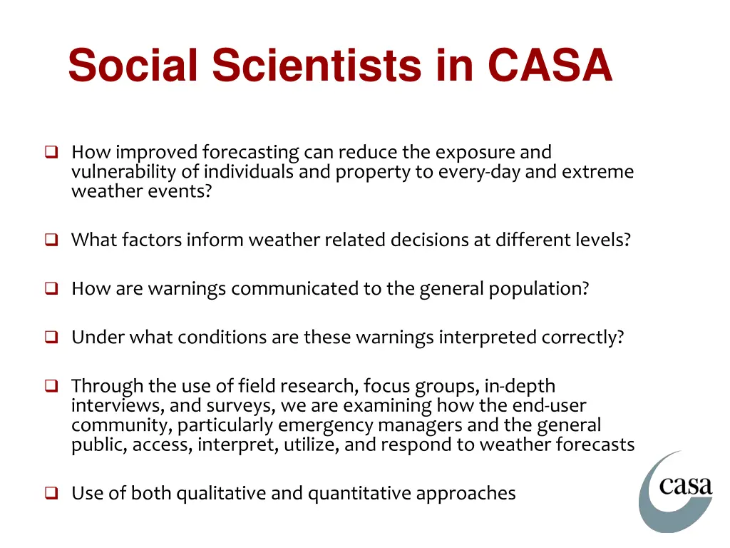social scientists in casa
