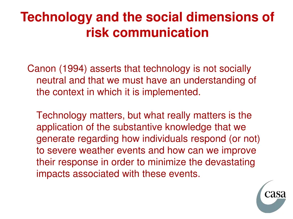 technology and the social dimensions of risk