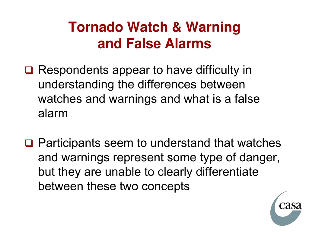 tornado watch warning and false alarms