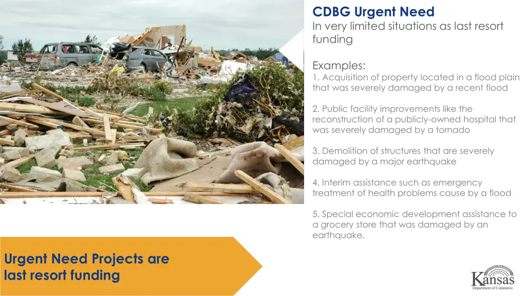cdbg urgent need in very limited situations
